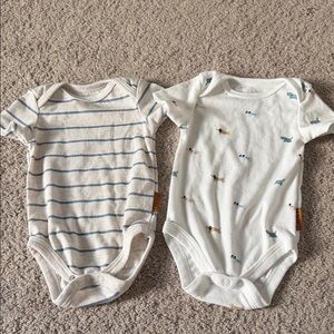 Blue and White Striped & Patterned Baby Bodysuits
